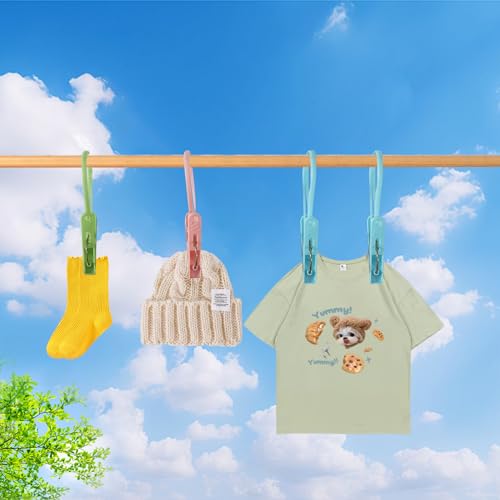 24 Pack Plastic Clothes Pins Heavy Duty Outdoor for Hanging Clothes,Mini ClothesPins with Hanging Rope,Hangers with Clips, Bag Clips,Photo Clips Craft Clips - style: 24 Pack Plastic Clothes Pins