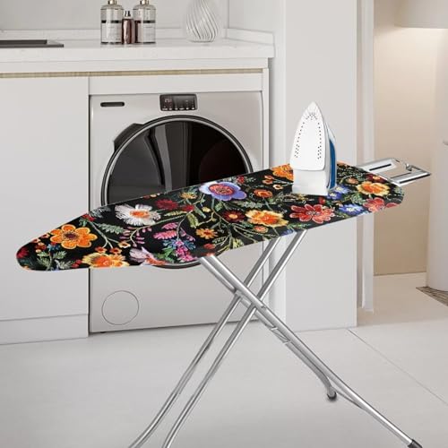 Colorful Flower Ironing Board Cover, Standard Size 15x54 Inch with Elasticized Edges, Heat Resistant Ironing Board Covers Soft Fabric - color: Colorful Flower