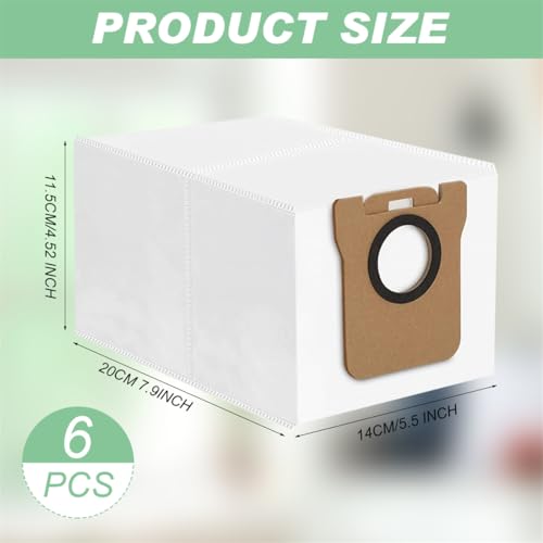 Dust Bag Compatible with Dreametech D10 Plus Robot Vacuum Vacuuming Cleaner Bags Accessories for Collecting Garbages 6 Pack