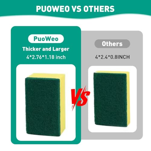 10-Pack Heavy Duty Scrub Sponges, Non-Scratch Kitchen Sponge with Durable Scouring Pad, Dual-Sided Cleaning Reusable Sponge for Dishes, Pots, Pans, Sinks – Extra Absorbent & Long-Lasting - color: Green and Yellow, size: 10-Pack