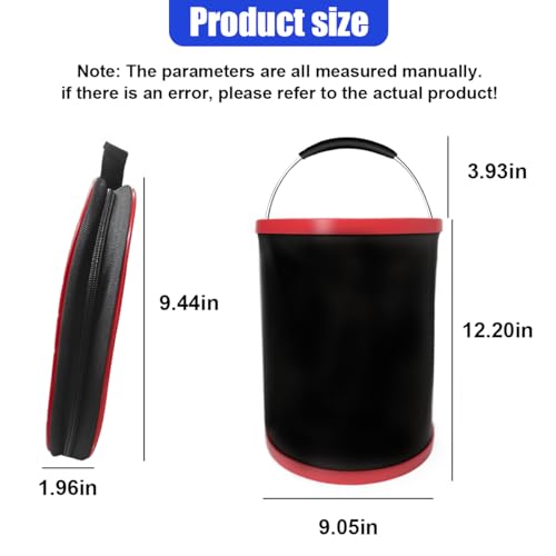 Collapsible Bucket with Handle, 3.4 Gallon, 13L (Black)