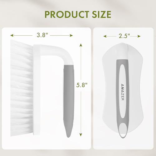 Amazer Scrub Brush for Cleaning Comfort Grip Shower Scrubber Flexible Stiff Bristles with Handle Heavy Duty Cleaner Brush for Tub Sink Carpet Floor - Pack of 2 (Grey+Grey) - color: Grey+grey, size: 2-Pack