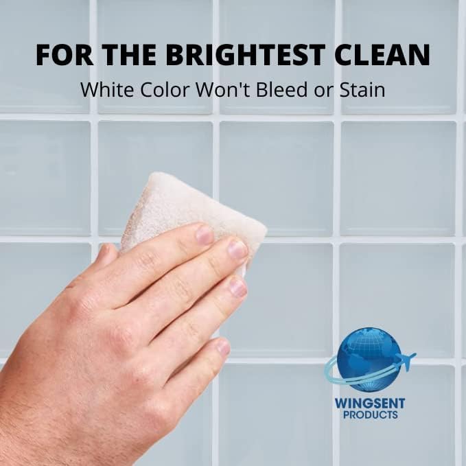 4.6" x 10" Non-Abrasive White Scrub Pad, Bulk 5 Pack | Light Duty Commercial Cleaning Pad for Delicate Surfaces (Glass, Ceramic Cooktops)