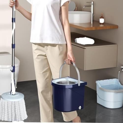 360° Spin Mop & Bucket System with 4 Microfiber Mop Pads - color: Blue