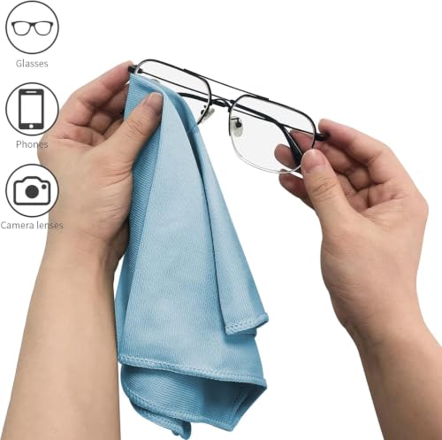 Microfiber Glass Cleaning Cloth, 16 Inch Lint Free Quickly Clean for Glasses, Window, Mirrors, Windshields and Stainless Steel (Blue, 1 Pack) - color: Blue