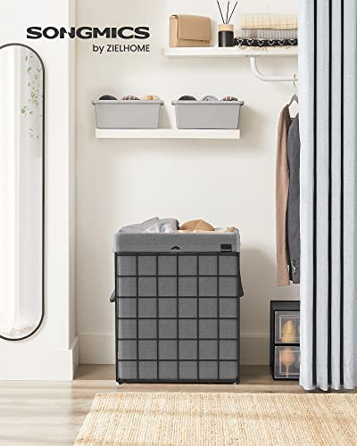 SONGMICS Laundry Hamper, Collapsible, 23.8 Gal. (90L) - color: Black + Gray, size: 90 L