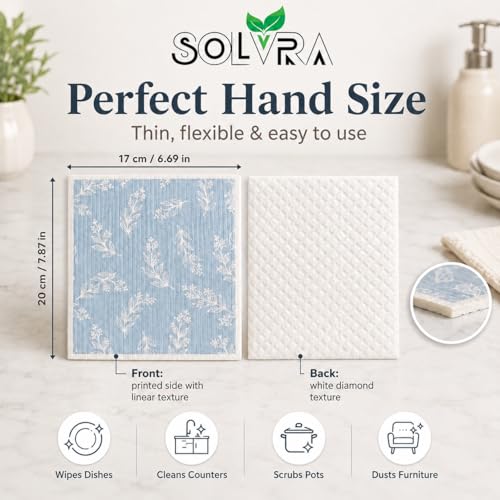 10 Pcs Leaf Print Swedish Dishcloths for Kitchen, Washable German Cellulose - color: 10 Pcs- Leaf Print