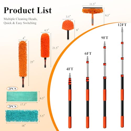 20ft Extendable Duster Kit for High Ceilings with Extension Pole
