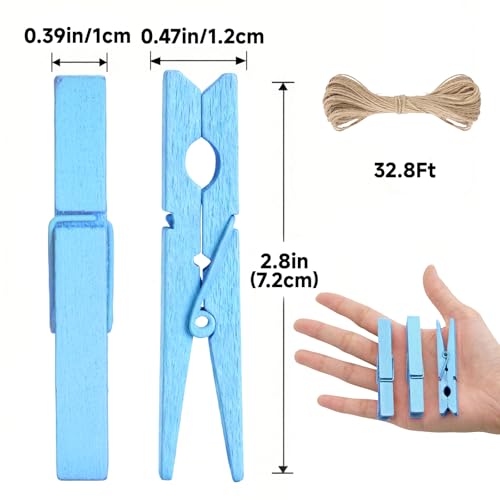 jijAcraft 2.9 Inch Large Clothes Pins - 50Pcs Wooden Clothespins - color: Baby Blue, size: 2.9 inch, 50 pcs