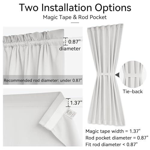 Vatge Self-Adhesive Sidelight Curtains for Glass Doors - No Drill 12x72 Removable Window Coverings, Light Filtering Panel, 1 Panel, W12 x L72, Greyish White - color: Greyish White, size: 12"W x 72"L (Pack of 1)