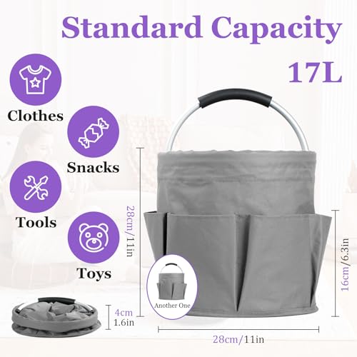 2Pcs 17L Foldable Cleaning Caddy Tote with Handle for Camping, Dark Gray - color: Dark Gray, size: 2PCS