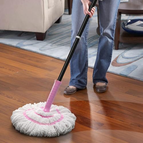 KeFanta Self Wringing Twist Mop, Microfiber Floor Mop with Wringer, 57 inch - color: Pink Twist Mop