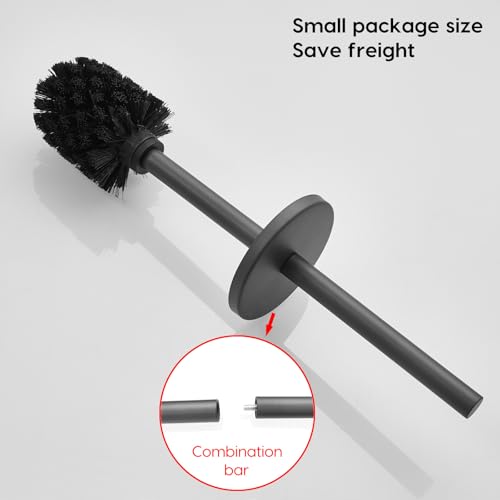 Gray Toilet Brush and Holder Set Stainless Steel No-Punch Hook Base - color: Gray