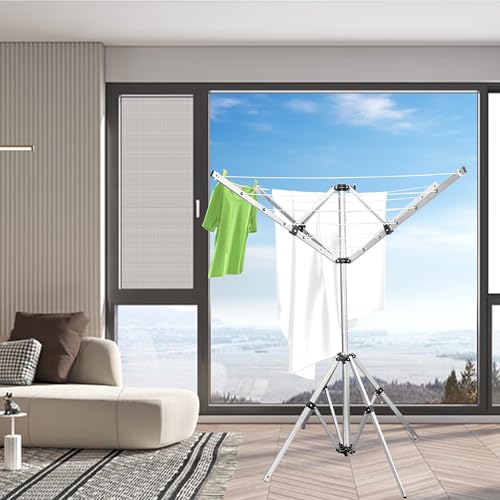 Auto Care Umbrella Clothes Drying Rack, 4-Arm Telescopic Aluminum Windproof Outdoor Laundry Dryer