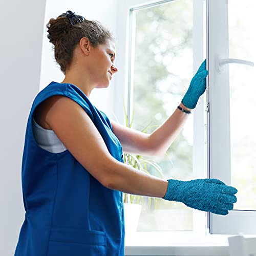 Bencailor 4 Pairs Microfiber Dusting Gloves Washable Reusable Cleaning Gloves Mittens for Plants House Cleaning Car Blinds - color: Purple, Blue, Rose Red, Black, size: Large