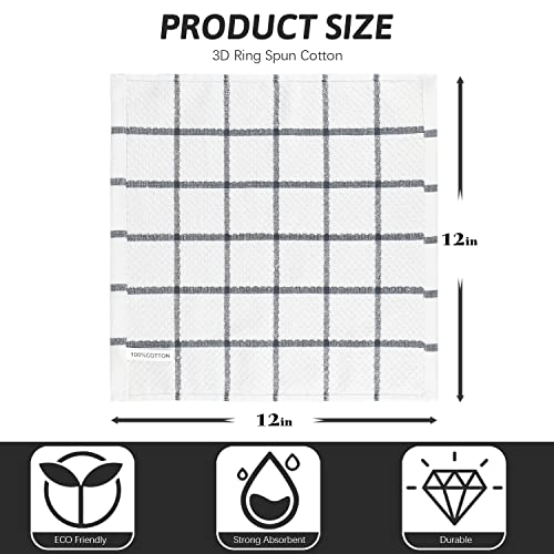 Nialnant 8 Pack Terry Dish Cloths,100% Cotton Dish Towels for Kitchen - color: Black, size: 12 x 12 in - 8PCS