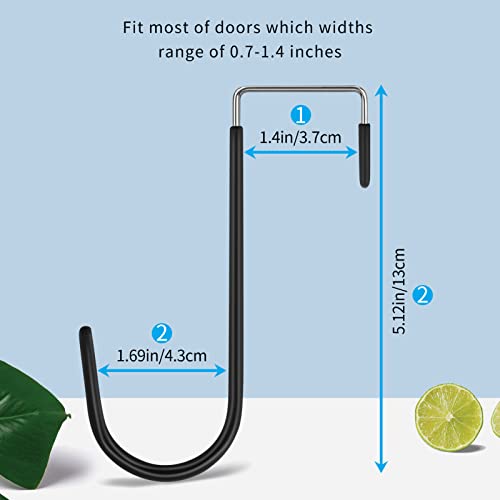 FYY Over the Door Hooks, Single-Hanger 4 Pack, Fits Doors 1 3/8" Black - color: A Black, size: Short, style: 4 Pack