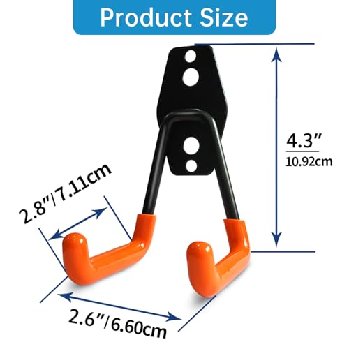 GeeWatom 2 Pack Garage Storage Utility Hooks,Garage Garden Tool Organizer,Steel Wall Mount Hooks, Garden Small U Hooks (Orange) - color: Orange