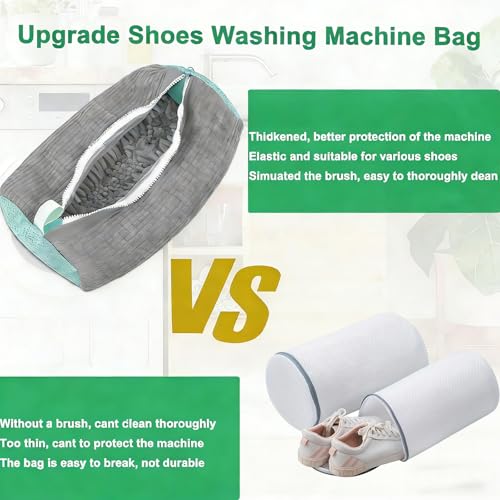 Shoes Washing Machine Bag(2 Pack),Reusable Laundry Bag for Washing Machine,Include 1 Dryer Mesh Bag and 2 Drying Racks,Shoes Bags with Durable Zipper for Sneakers and Canvas Shoes - color: Grey-2PCS