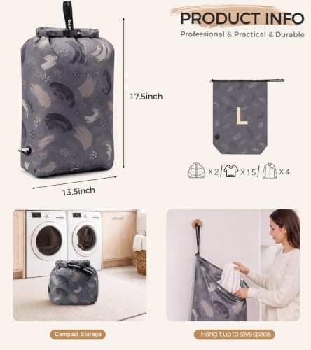 Travel Laundry Bag, Pump-Free Compression for Dirty Clothes - color: Abstract Gray, size: 23" L × 17" W × 6.5" H