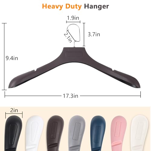 DEDU Suit Hangers for Men 20 Pack, Extra Wide Suit Hanger Non Slip Width 17.7", Thick Plastic Coat Hangers Brown with Metal Hook - color: Brown-20
