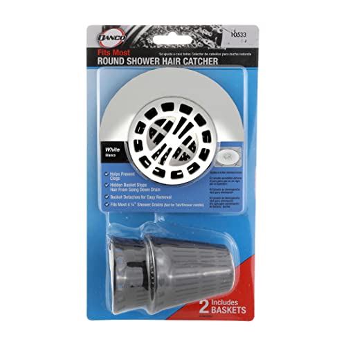 Danco Snap-in Shower Drain Cover with in-Drain Hair Catcher, 4-1/4" Round, White Strainer, (10533) - color: White, size: Pack of 1, style: Circle In-Drain