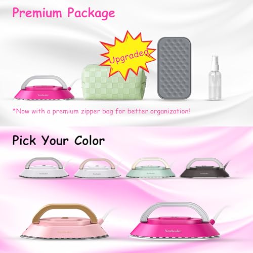 Newbealer Travel Iron Set, 100-240V Mini Dry Iron for Clothes (No Steam) - color: Hotpink