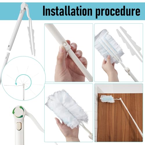 Colingmill 4 Pack Replacement Duster Handles, 3 Ft Extendable, White - color: White