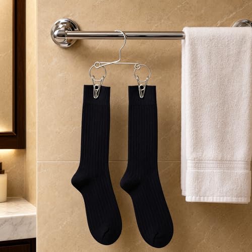 4PCS Double Clip Stainless Steel Travel Hanger, Portable Rustproof Space Saving Laundry Drying Hanger with Dual Clips, Compact Hotel Travel Hanger for Socks Handkerchiefs Small Items - size: Small