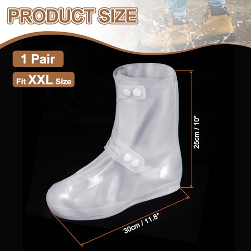 HARFINGTON Waterproof Shoes Cover XXL (US 8) Rain Galoshes w Double Buckle - color: White, size: XXL (US 8)