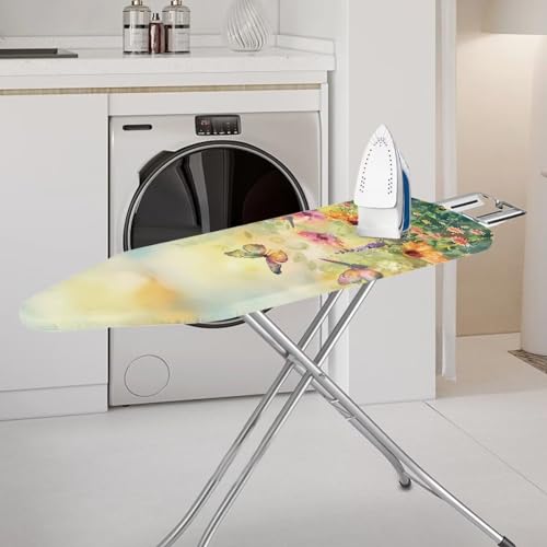 Butterfly Floral Ironing Board Cover, Resist Scorching and Staining, 15x54 Heavy Duty Iron Pad Covers Standard Boards with Elastic Edges - color: Butterfly Floral