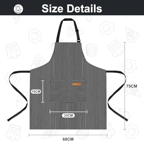 VALOME 2 Pack Kitchen Aprons with Pockets, Cooking Chef Apron for Men Women - color: Pink & Black