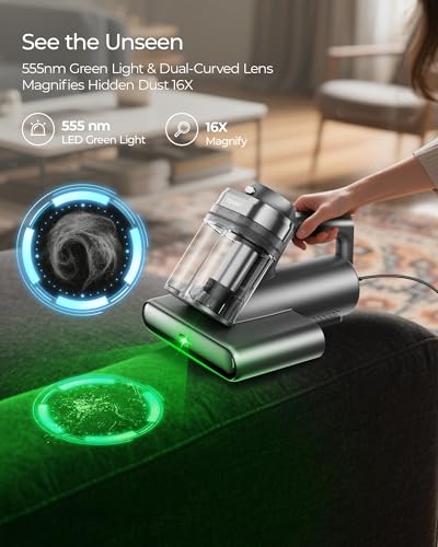 Teant Bed Mattress Vacuum, 18 kPa & Green Light Dust Detection, MV-Grey - color: Upgrade Grey