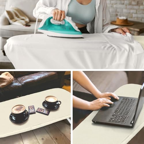 Metal Small Ironing Board Tabletop 31x12, RAINHOL Foldable Mini Iron Board - color: Ivory, size: Steel Mesh