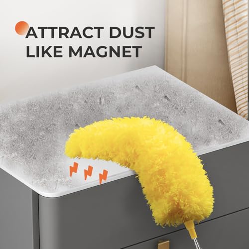 Microfiber Feather Duster, High Ceiling Fans with 30-100 Inch Pole, Yellow - color: Yellow