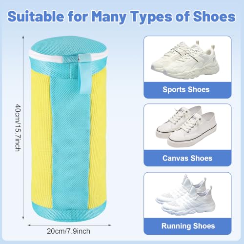 Dntorx 2 PCS Shoe Washing Machine Bags for Washer and Dryer, Yellow + Blue - color: White+Grey