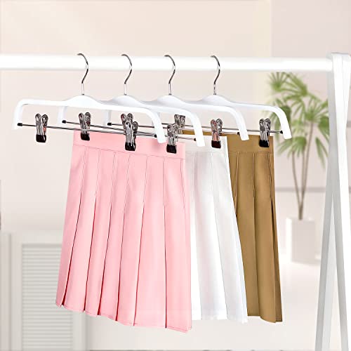 TOPIA HANGER Wooden Pants Hangers,Slim Natural Wood Skirt Hangers with Anti-Rust Hook and Adjustable Metal Clips, Perfect for Skirts,Pants,Slacks-10 Pack-CT17W - color: White, size: 10 Pack