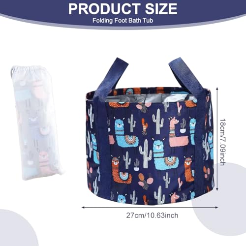 15L Oxford Fabric Collapsible Foot Soaking Tub, Navy Blue Foldable Foot Bath Basin with Handles, Multi-Function Foot Spa Bucket for Home, Travel, Camping & Outdoor