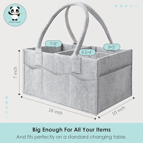 HIPHOP PANDA 2-Pack Diaper Caddy Organizer - Nursery Storage Bin & Car Organizer for Diapers, Wipes, and Baby Essentials - Dual-Color Solid Set (Dark Grey/Grey), Large Size - color: Dark Grey and Grey, size: Large