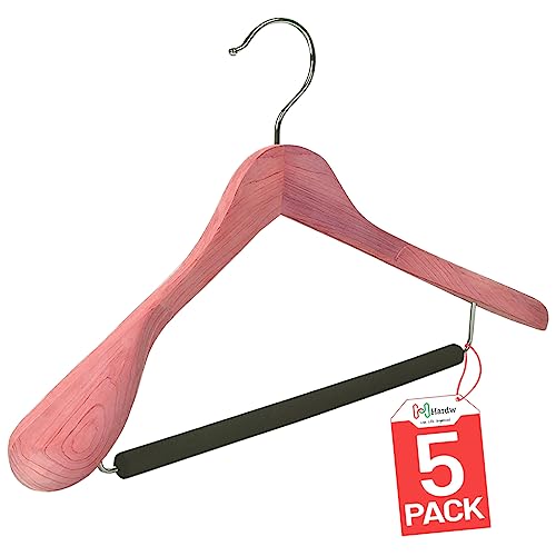 DEILSY™ Cedar Hangers 5 Pack Wide Shoulder Suit Hangers for Men