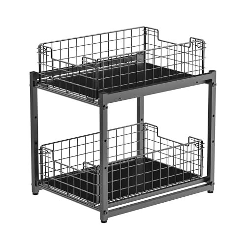 Under Sink Organizer, 2-Tier Pull Out Cabinet Organizer - color: Black