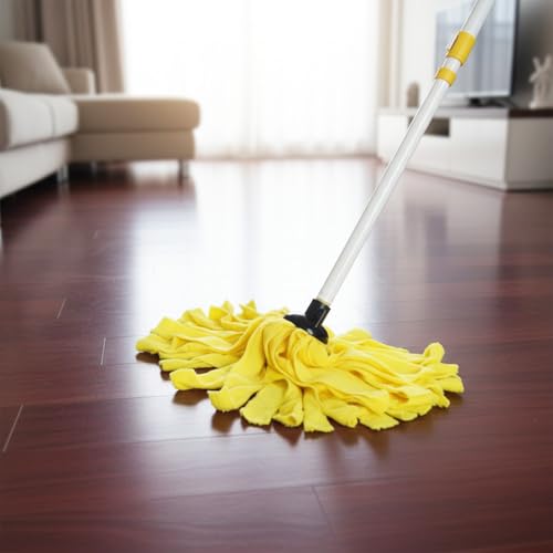 Microfiber Cloth Mop for Floor Cleaning, One Dust String Mop Long Handle with 3 Head Replacement