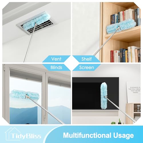 TidyBliss 6 ft Extendable Dusters for Cleaning Compatible with Swiffer - color: Blue