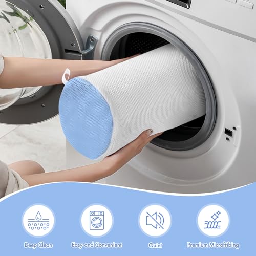 2 Pack XXL Shoe Washing Machine Bag, 700 GSM Heavy Duty Shoes Cleaning Bag with Anti-Tangle Mesh Pocket, 2 Adjustable Shoe Trees Keep Shape, Reusable Sneaker Laundry Bag for Frequent Wash, White - color: White