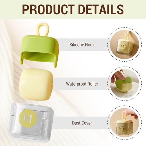 Mini Lint Roller Reusable Washable Sticky Pet Hair Remover - color: Beige+beige