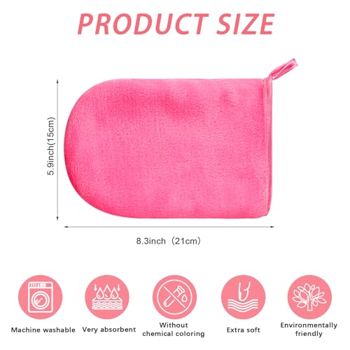 PHOGARY 6 Pack Microfiber Face Body Wash Mitts, Reusable Makeup Remover Mitt Gloves, Soft Flannel Cleansing Mitts Bath Spa Cloth, European Style Face Cloth Mittens, 6×8inch, Hot Pink - color: Hot Pink