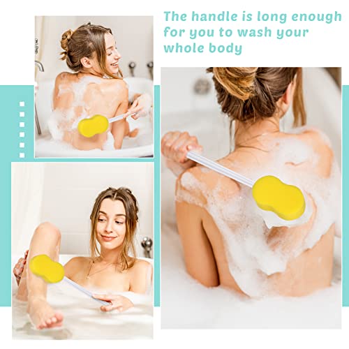 Long Handled Sponge 22.4'' Back Scrubber for Shower, Yellow - color: Yellow