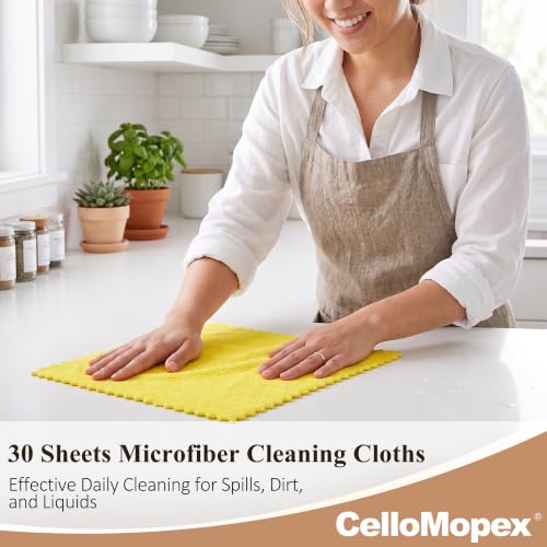30 Pack Microfiber Cleaning Cloths, Dish Towels for Kitchen, Car, Bathroom - color: Yellow