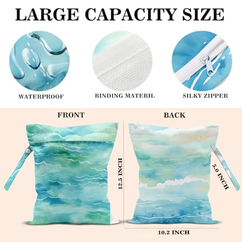 Wet Dry Bags Wet Bags Dirty Laundry Travel Bag Seawater Waterproof Zipper Bag for Swimsuit Travel Beach - color: Serene