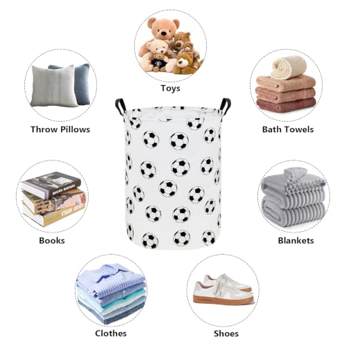 QUEENLALA Foldable Waterproof Round Fabric Laundry Basket Home, Football - color: Round-Football